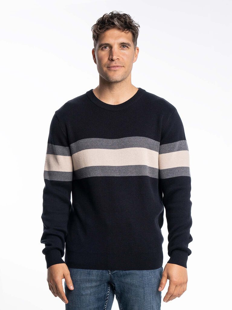 Murray-Colorblock Textured Sweater-Navy Combo