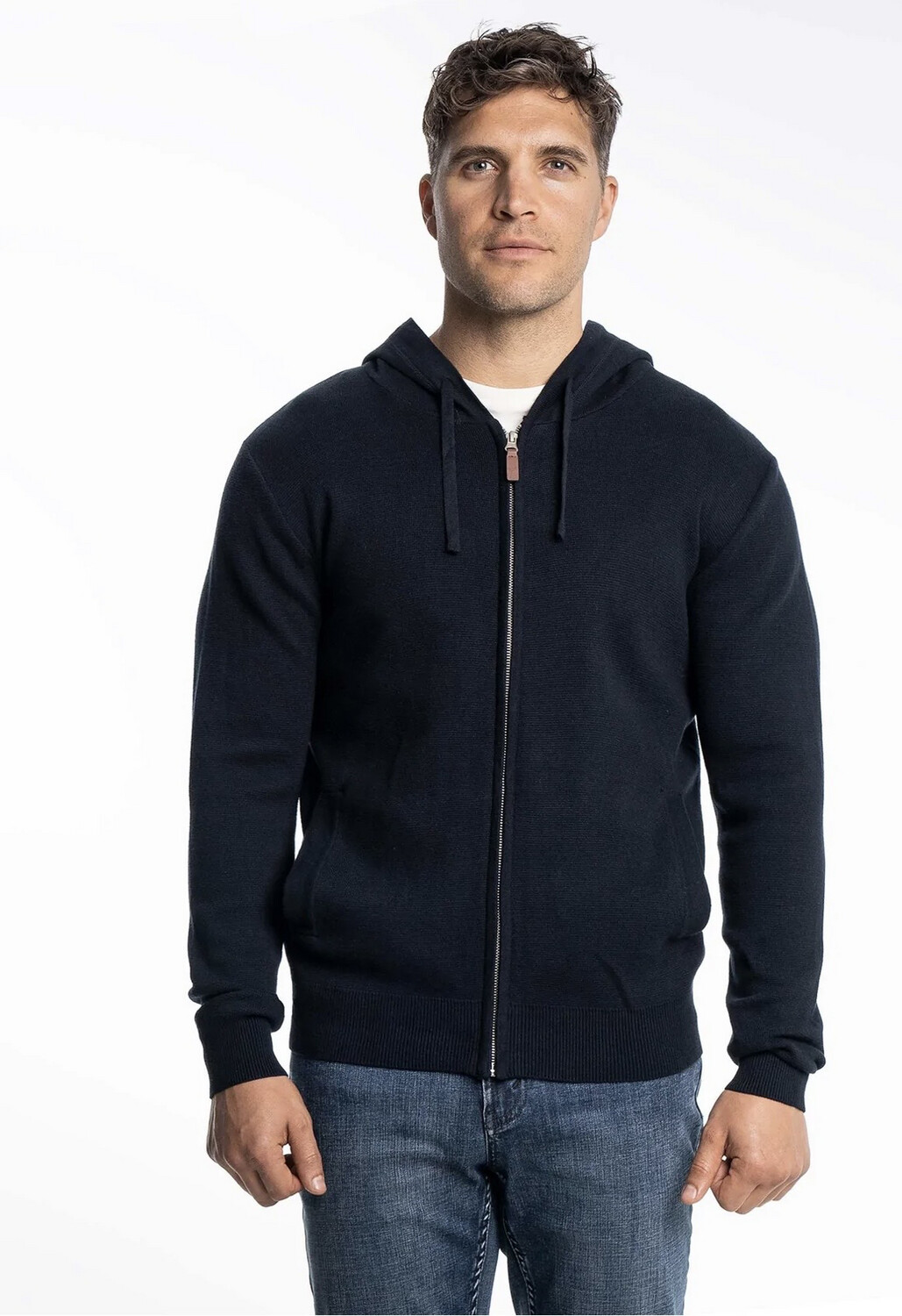 Eddie L/S Full Zip Sweater Hoodie-Navy