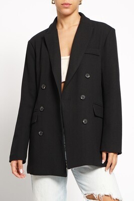 Double Breast Oversized Blazer-Black