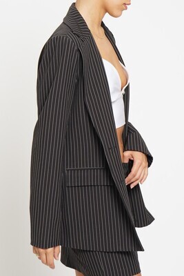 Pinstripe Blazer-Black