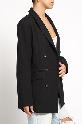 Double Breast Oversized Blazer-Black