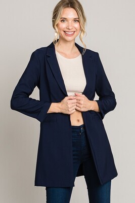 Classic Long Blazer-Navy