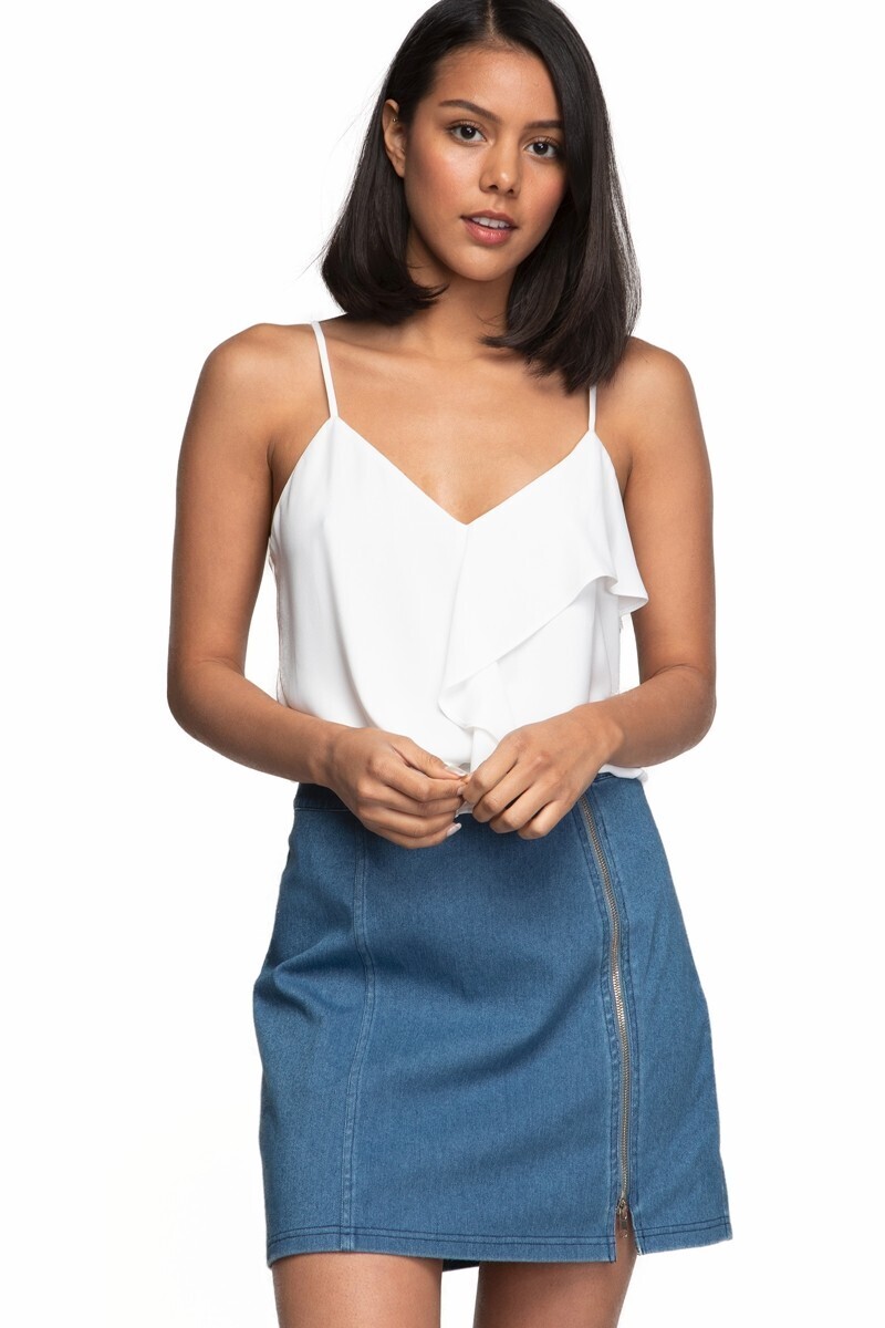 Ruffle Cami Top-White