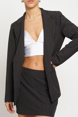 Pinstripe Blazer-Black