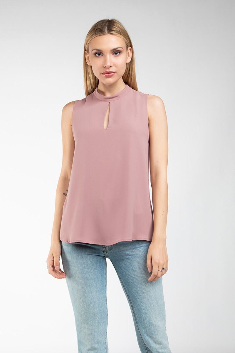 Mock Neck Blouse-Cocoa