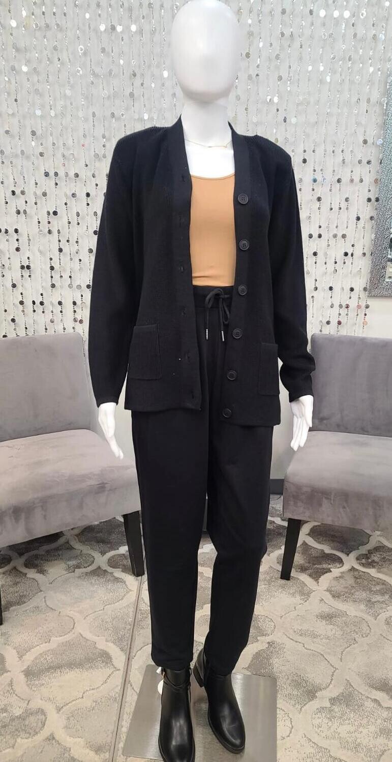 21234C Cardigan Pockets-Black