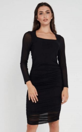M028074 Camellia Mesh Dress-Black