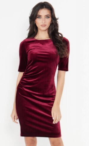 Z028633 Ranunculus Velvet Dress-Burgundy