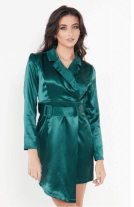 C025096 Anemone Satin Dress-Green