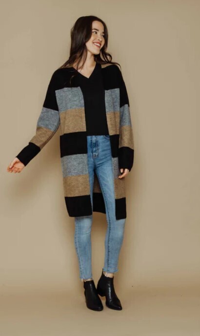 1209 Val Oversize Cardigan-Wide Stripe