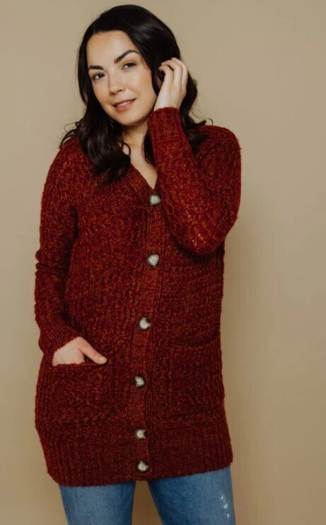 1211 Angelina Oversize Cardigan-Wine