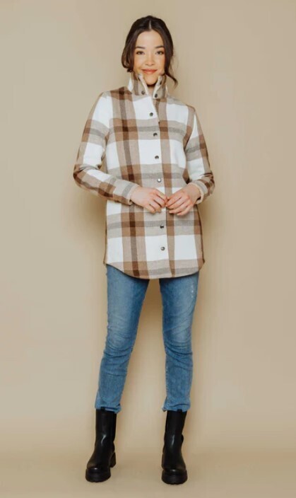 1354 Demi Sherpa Lined Jacket-Natural Plaid