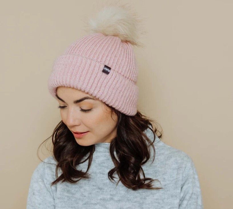 Orb 1456 Snowflake Lined Rib Beanie-Pink