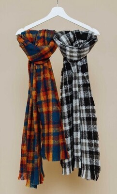 1551 Classic Plaid Scarf-Navy Blue