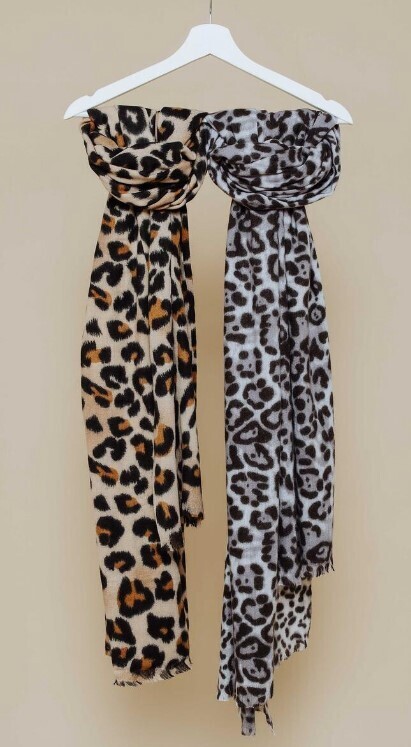 1554 Leopard Brushed Scarf-Tan