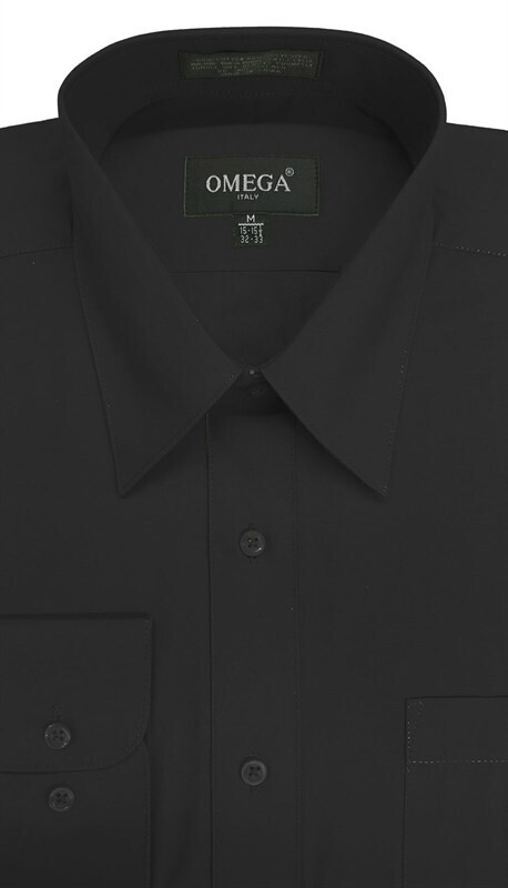 Mens Relaxed Fit Dress Shirt-Black