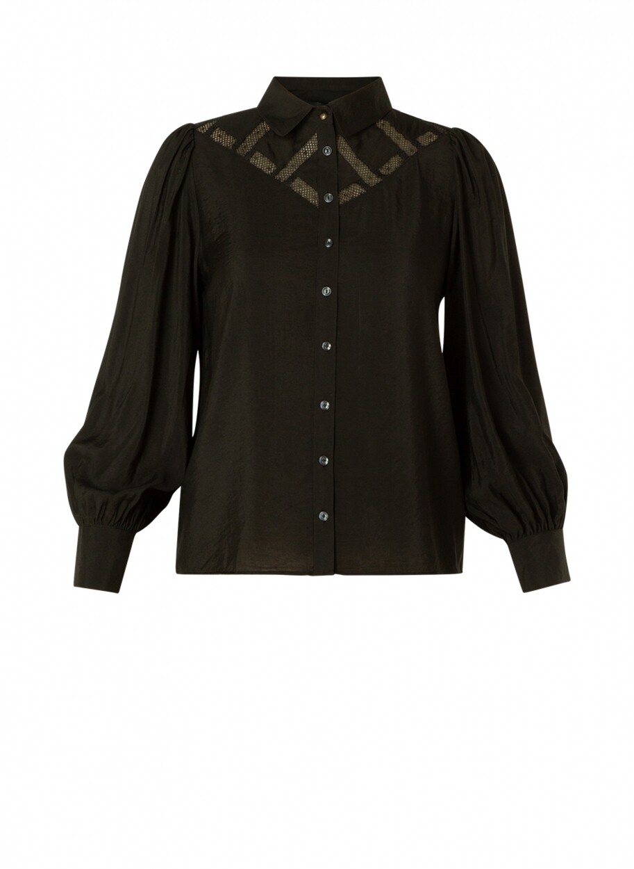 Oisin Button Blouse- Black