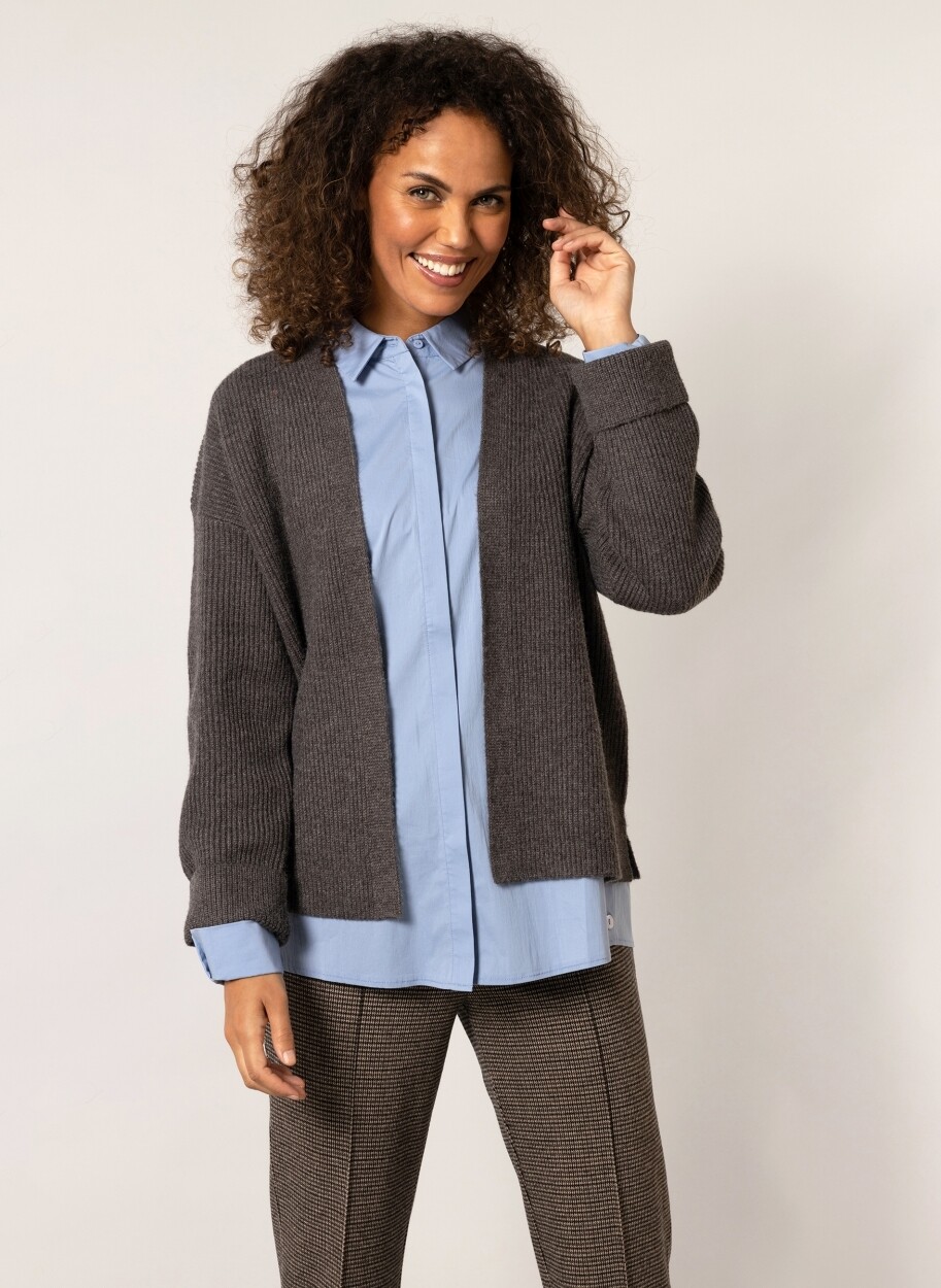 Ailine Knit Cardi-Dark Grey