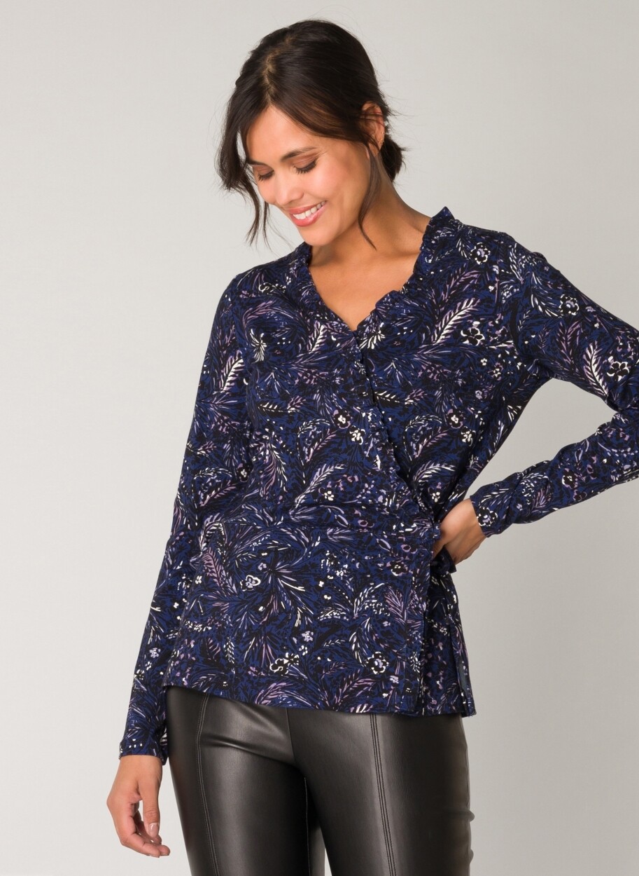 Ondine Printed Blouse-Night Blue/Multi