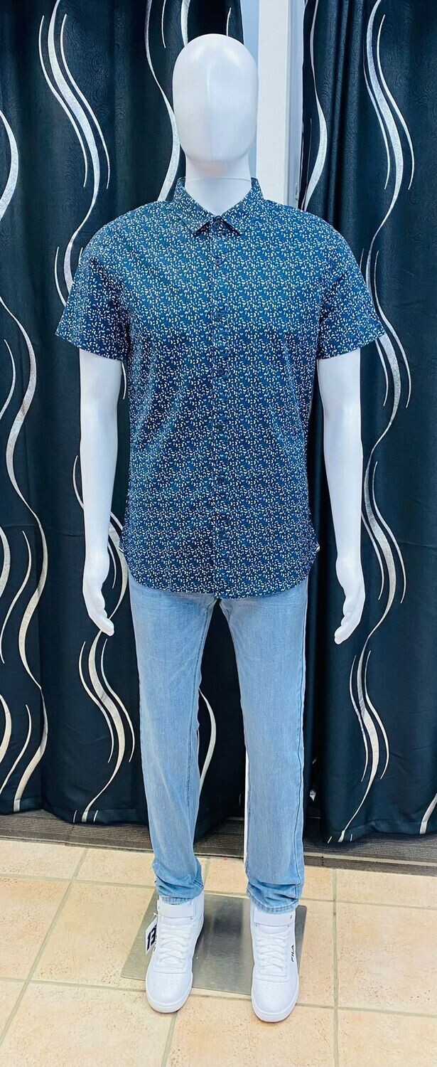 34016 Griffin Printed Shirt-Navy