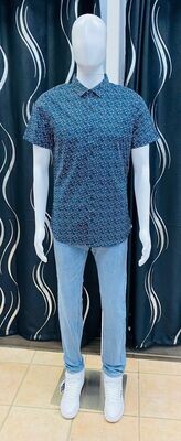 34016 Griffin Printed Shirt-Navy