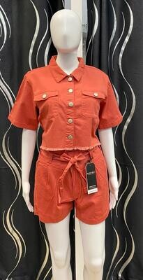 Alyssa High Waist Shorts-Faded Coral