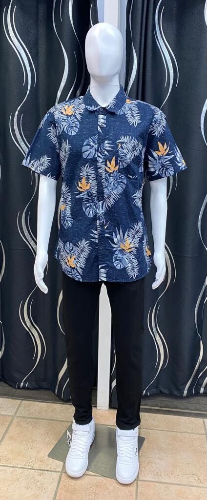 34028 Ozzy Printed Shirt-Navy Combo