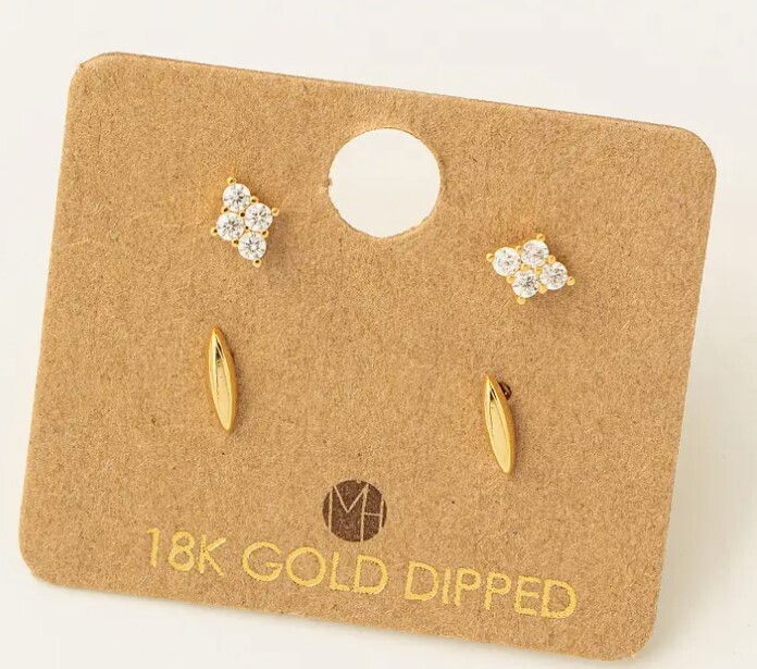KE6211 Rhinestone Stud Earrings-Gold