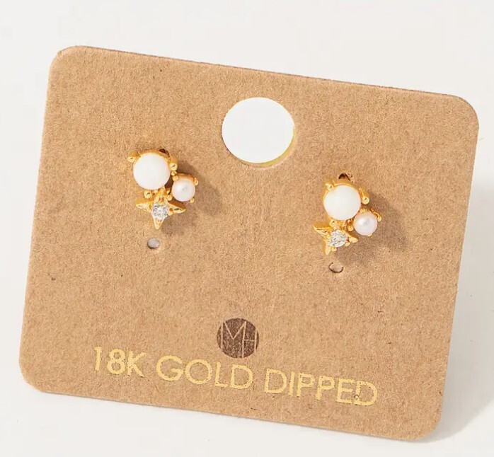 KE6631 Opal Star Earrings-Gold