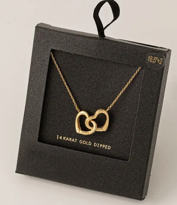 SB28917 Heart Link Necklace-Gold