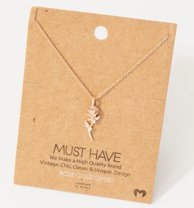 NN6623 Rose Pendant Necklace-Rose Gold