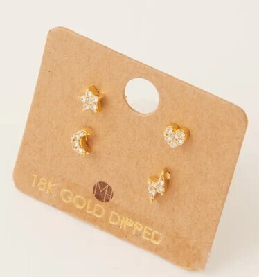 KE4100 Lighting Moon Stud Earrings-Gold
