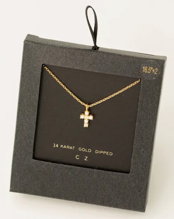 SB29358 Mini Cross Charm Necklace-Gold