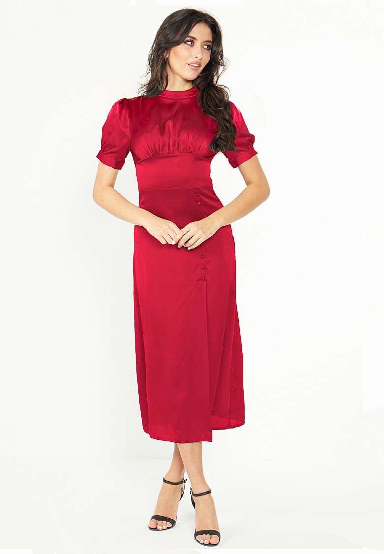 Z025023 Peonies Dress-Burgundy