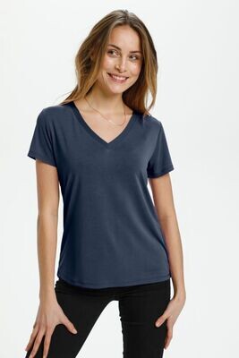 Columbine V-Neck Tee-Navy