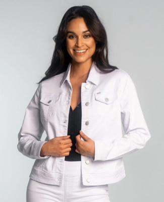 Emma Stretch Denim Jacket-White