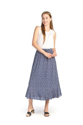 PS-14907 Floral Midi Skirt-Blue Daisy