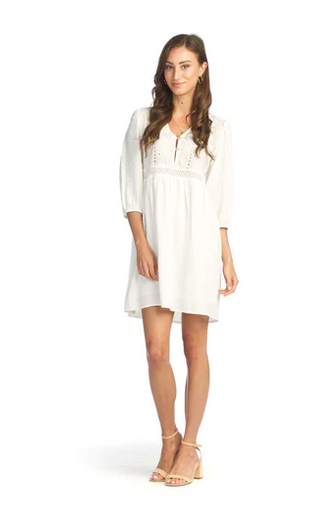 PD-14604 Dobby Lace Dress-White