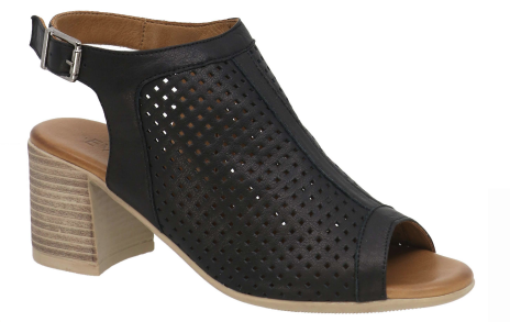 Florence Leather Block Sandal-Black