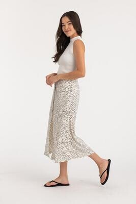 311255 Sadie Button Midi Skirt-Graphic Mini Floral