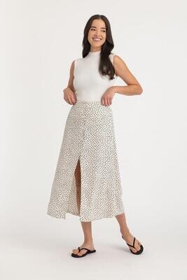 311255 Sadie Button Midi Skirt-Graphic Mini Floral
