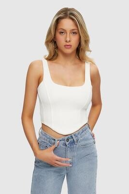 WKUL-BST102 Bustier Crop Tank-White