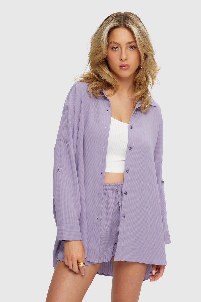 WKUL-OVR120 Oversize Beach Shirt-Lavender