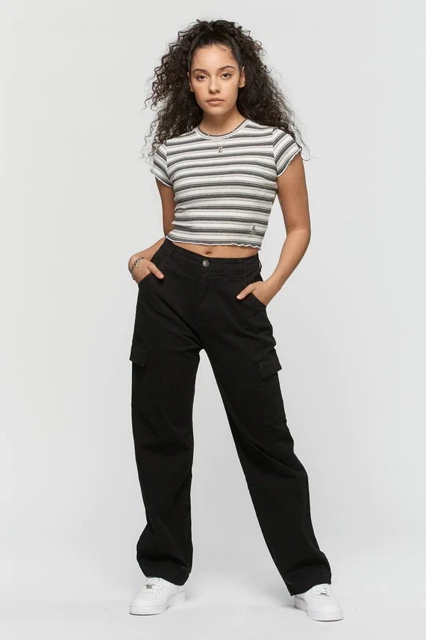 WKUL-LIN803 Straight Cut Cargo-Black