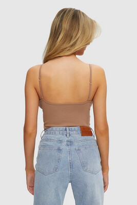 WKUL-PLT745B Plunging Bodysuit-Nutmeg
