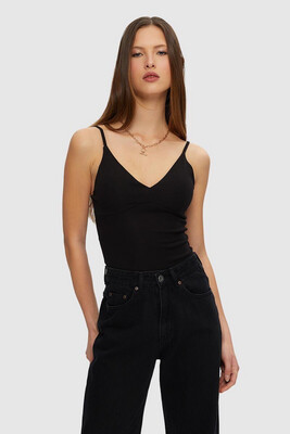 WKUL-PLT745B Plunging Bodysuit-Black