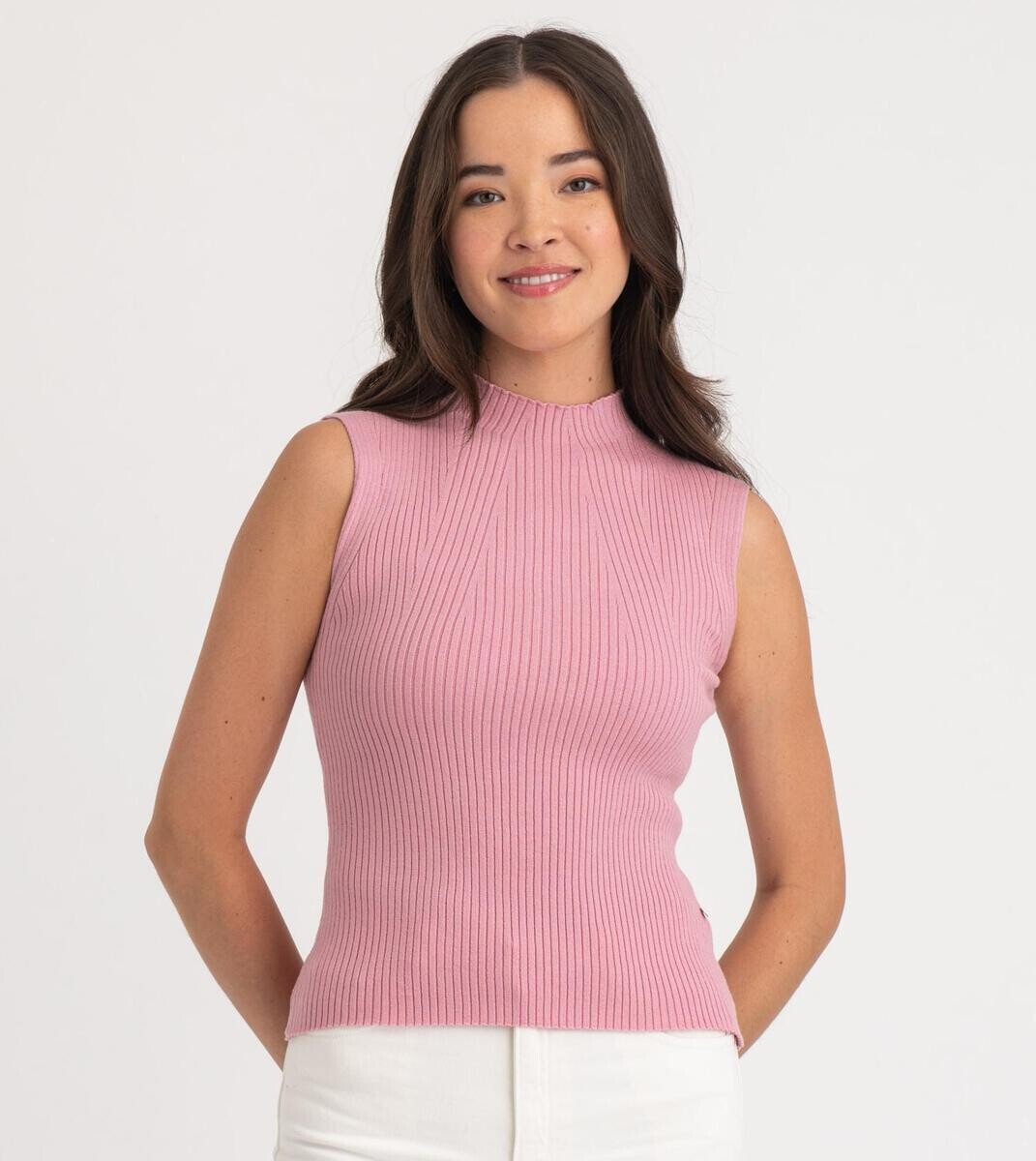 311205 Kimmie Knit Mock Neck Tank-Cherry Blossom