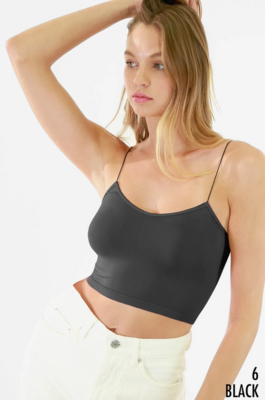 NS7423 Skinny Strap Cropped Cami-Black