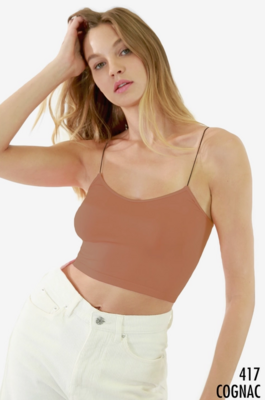 NS7423 Skinny Strap Cropped Cami-Cognac