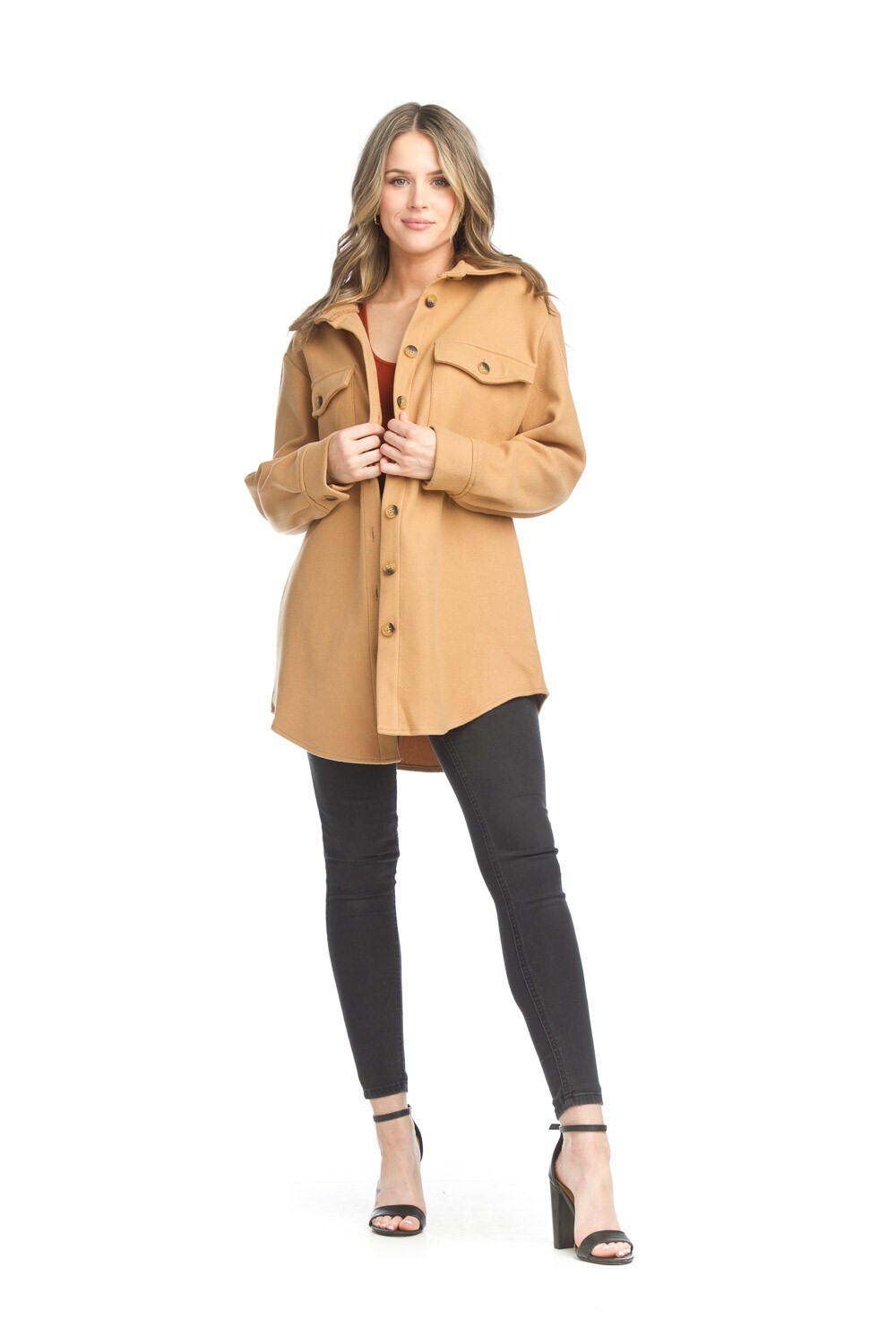 JT-11723 Solid Shacket-Camel